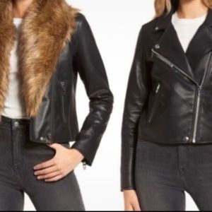 *Sold* BLANKNYC Night Fever Faux Leather Black Moto Jacket with Fur Trim NWT XS